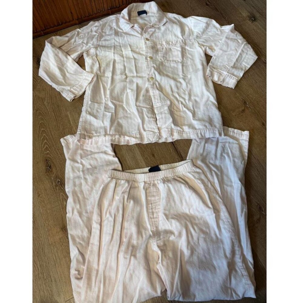 Pink and white‎ stripe cotton pajamas size S